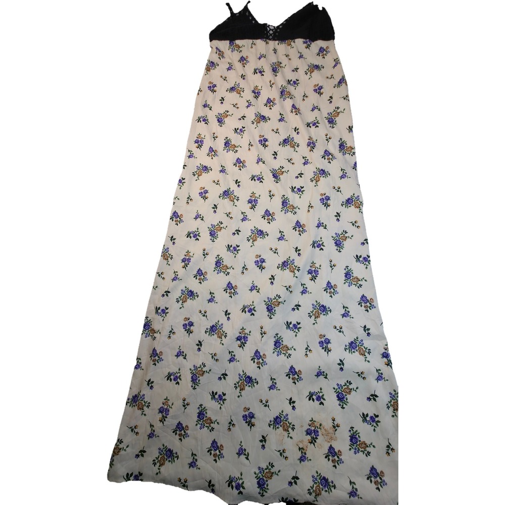 Zara Floral Maxi Dress Women Medium Cream Crochet Bodice As is